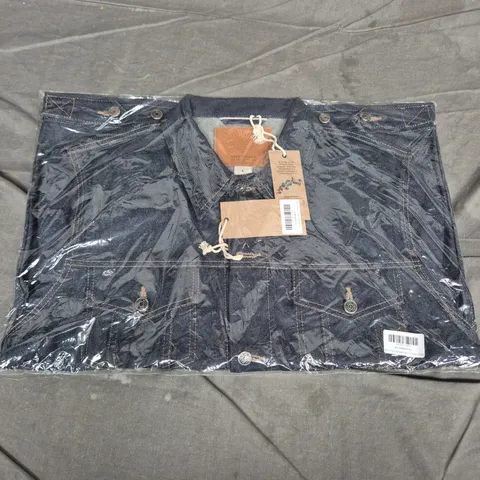 BAGGED THURSDAY RAW INDIGO SELVEDGE DENIM TRUCKER JACKET – SIZE L 