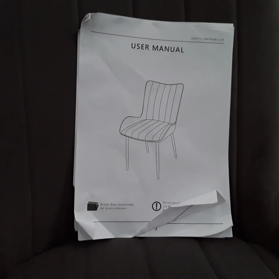 BOXED SET OF 2 UPHOLSTERED FABRIC DINING CHAIRS  - GREY (1 BOX)