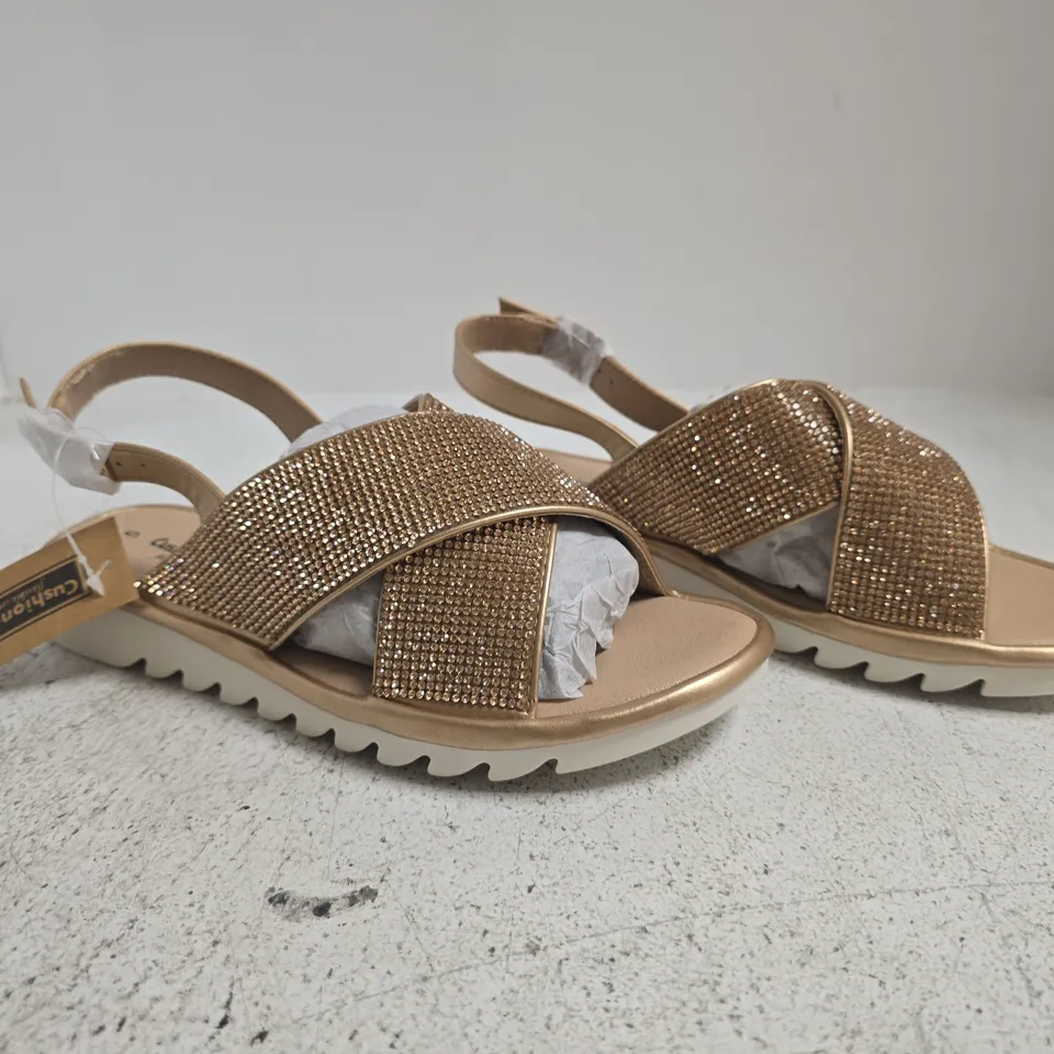 PAIR OF CUSHION-WALK OPEN TOE SANDALS IN BRONZE SIZE UK 5