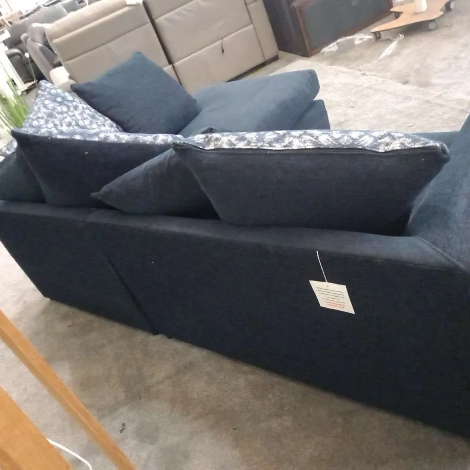 DESIGNER ELLARIA MISSY NAVY FABRIC CORNER SOFA