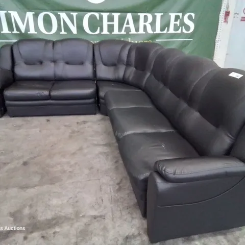 DESIGNER COLIN REVERSIBLE CORNER SOFA BLACK FAUX LEATHER