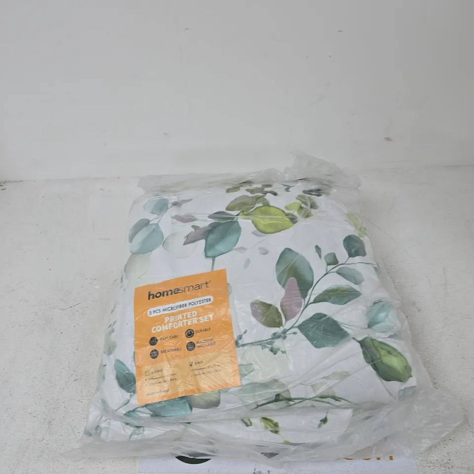 HOMESMART PRINTED MICROFIBER POLYESTER KING COMFORTER SET – 3 PIECES