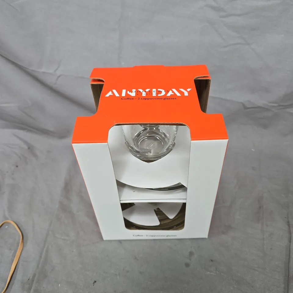 JOHN LEWIS & PARTNERS ANYDAY COFFEE – 2 CAPPUCCINO GLASSES, BOXED