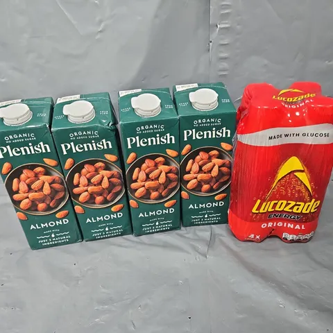 4X LUCOZADE ORIGINAL, AND 4X ORGANIC PLENISH ALMOND MILK 1L