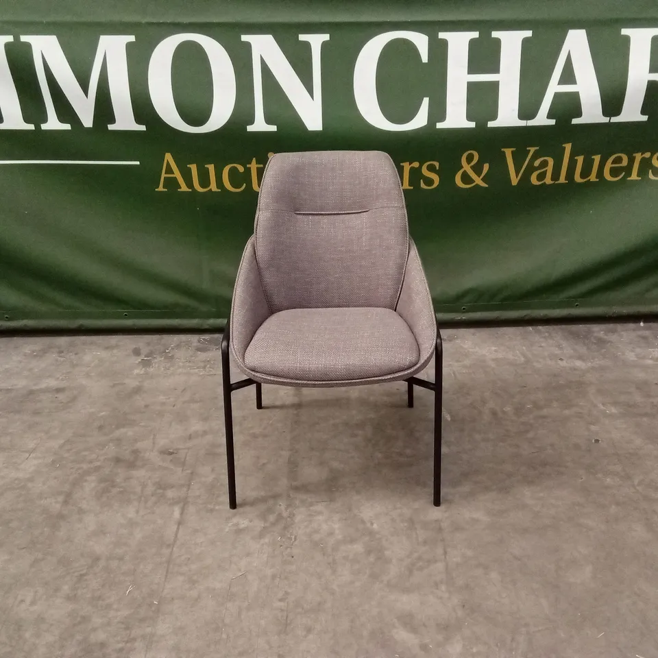 QUALITY DESIGNER FABRIC UPHOLSTERED DINING CHAIRS WITH METAL LEGS