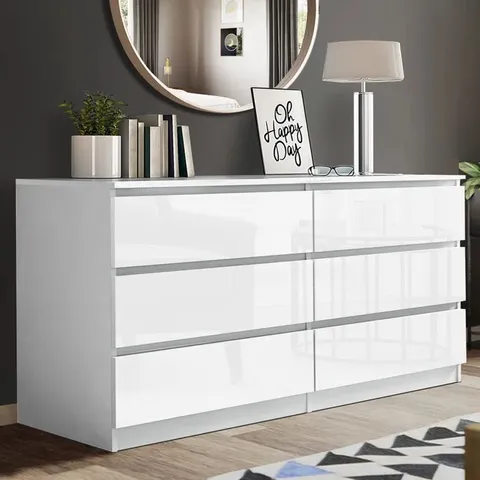 BOXED BISMARCK 6 DRAWER 138CM W DOUBLE DRESSER (1 BOX)