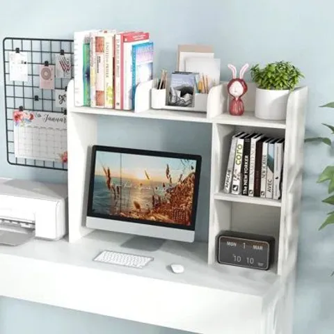 BOXED 3-TIER DESK BOOKSHELF WOODEN HOME DISPLAY SHELF MULTIPURPOSE STORAGE ORGANISER