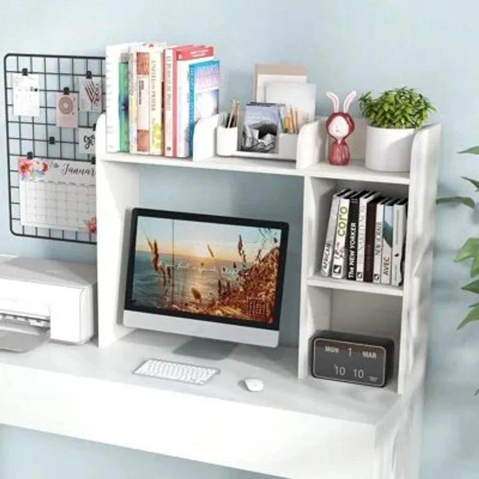 BOXED 3-TIER DESK BOOKSHELF WOODEN HOME DISPLAY SHELF MULTIPURPOSE STORAGE ORGANISER 