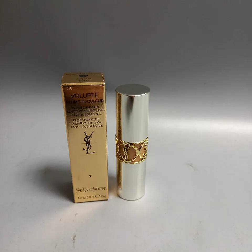 BOXED YVES SAINT LAURENT VOLUPTE PLUMP IN COLOUR FURIOUS GOLD LIPSTICK 3.5G