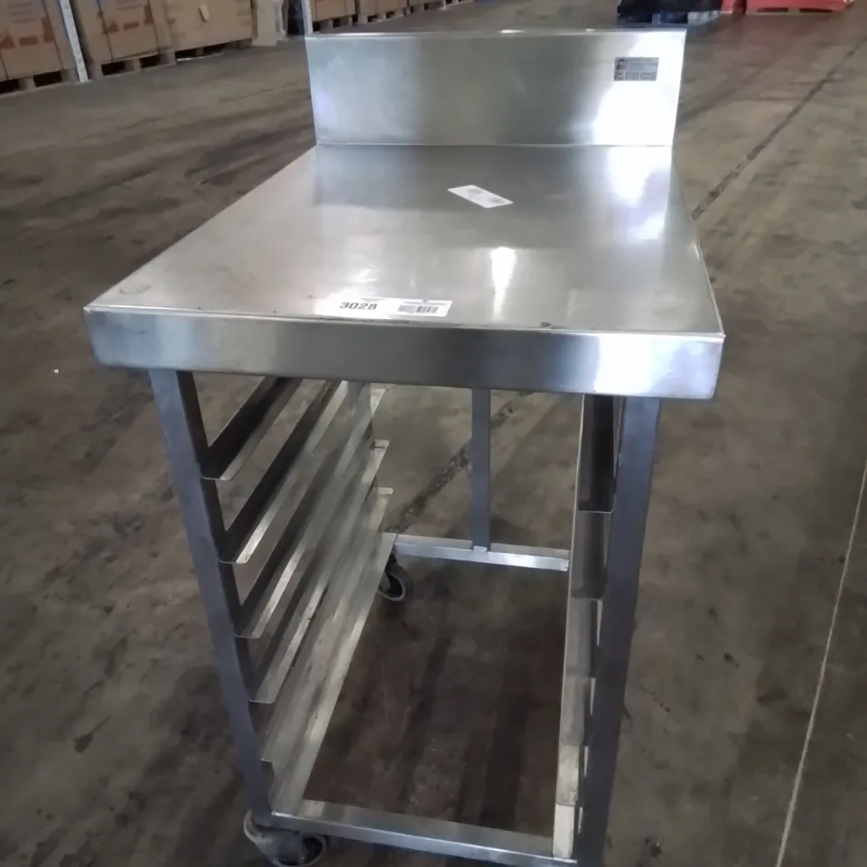 STAINLESS STEEL TRAY TROLLEY WITH COUNTER TOP