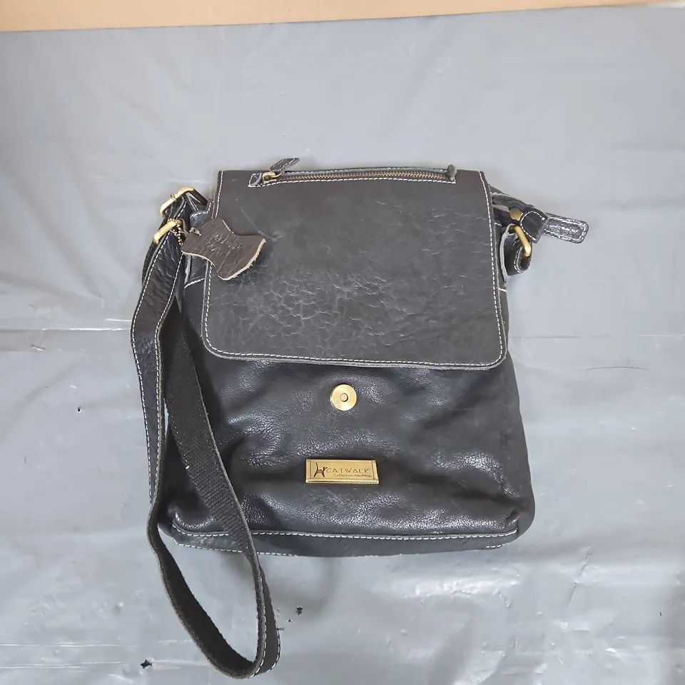 CATWALK GENUINE LEATHER CROSSBODY BAG – BLACK