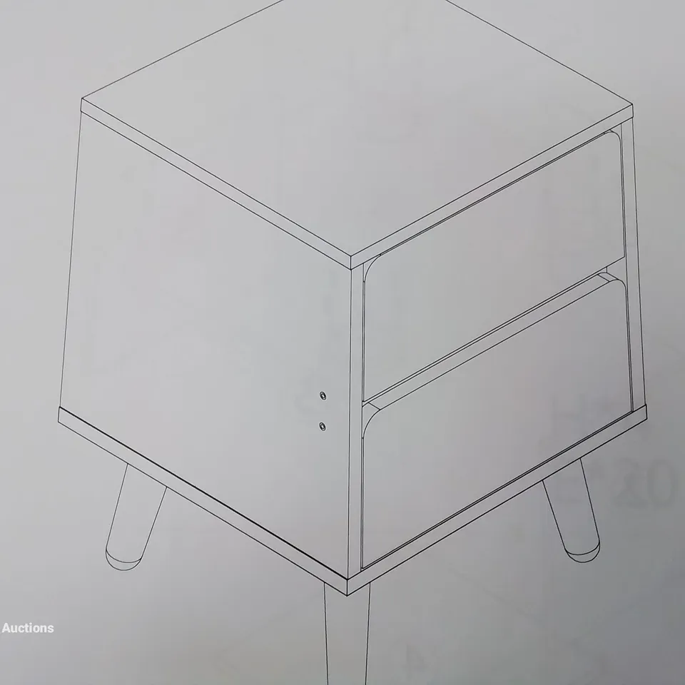 BOXED UNBRANDED BEDSIDE CABINET WITH 2 DRAWS IN WHITE