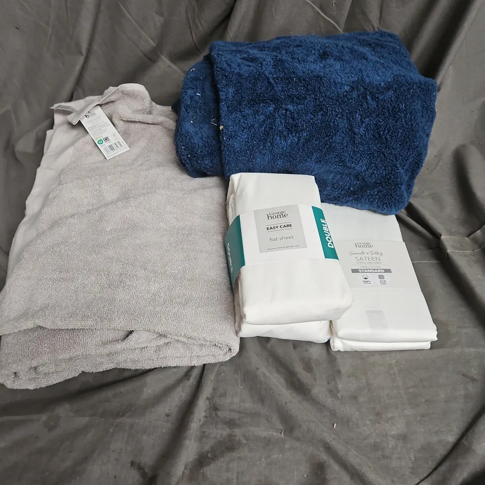 BOX OF APPROXIMATELY 10 ASSORTED BEDDING & SOFT FABRICS ITEMS TO INCLUDE - TOWELS - PILLOWCASES - DOUBLE SHEET - ETC