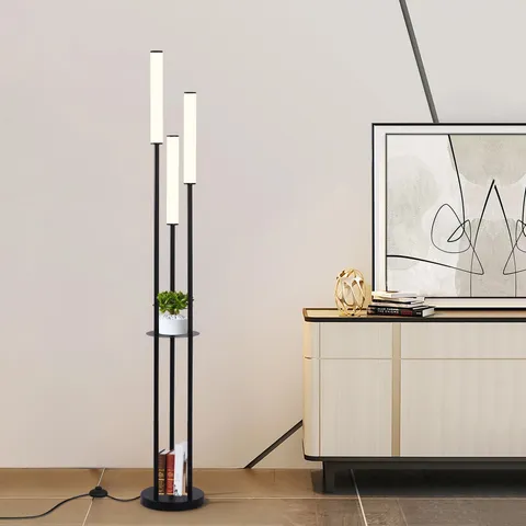 BOXED SHIREHAMPTON 169CM BLACK LED TRAY TABLE FLOOR LAMP (1 BOX)