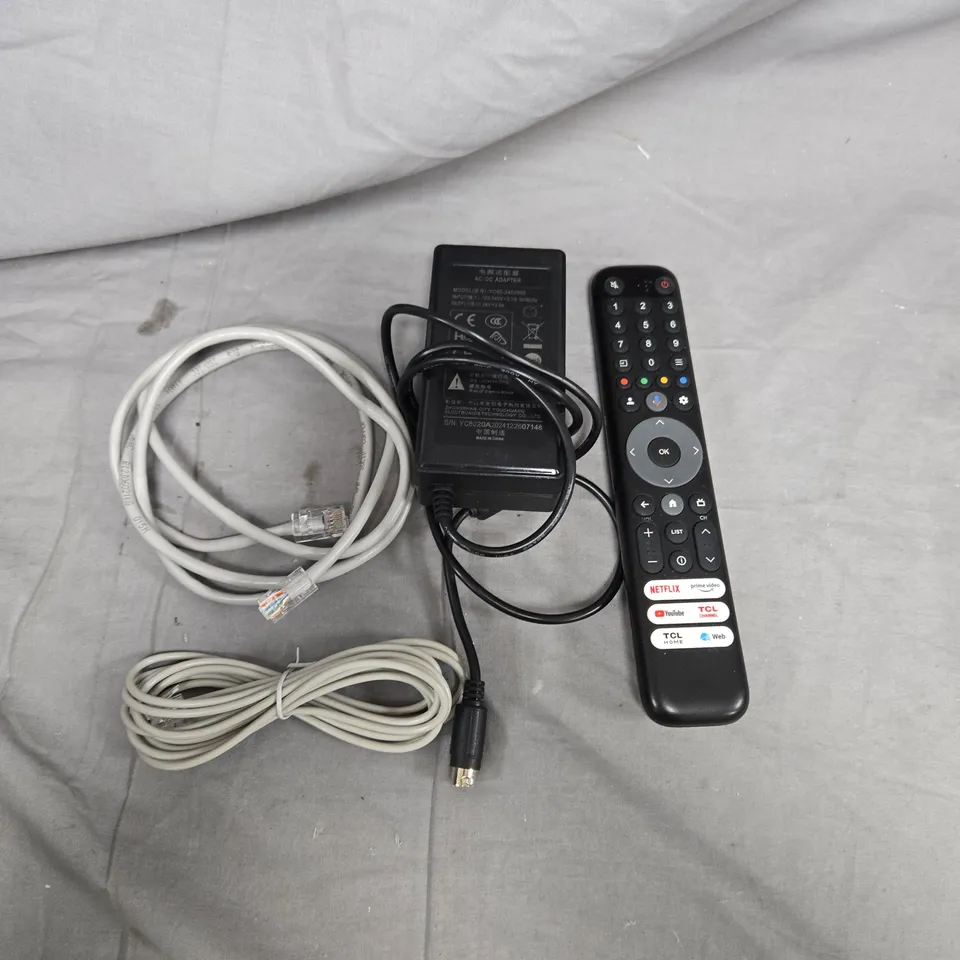 APPROXIMATELY 20 ELECTRICAL ITEMS TO INCLUDE - REMOTE CONTROLS, TELEPHONE CABLE AND POWER ADAPTERS