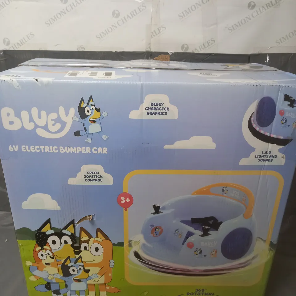 BOXED BLUEY 6V ELECTRIC BUMPER CAR RIDE ON - COLLECTION ONLY