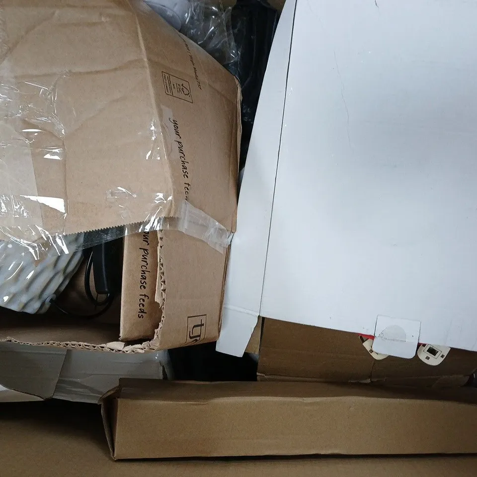 BOX OF APPROXIMATELY 10 ASSORTED HOUSEHOLD ITEMS TO INCLUDE BLADELESS NECK FANS, ETC