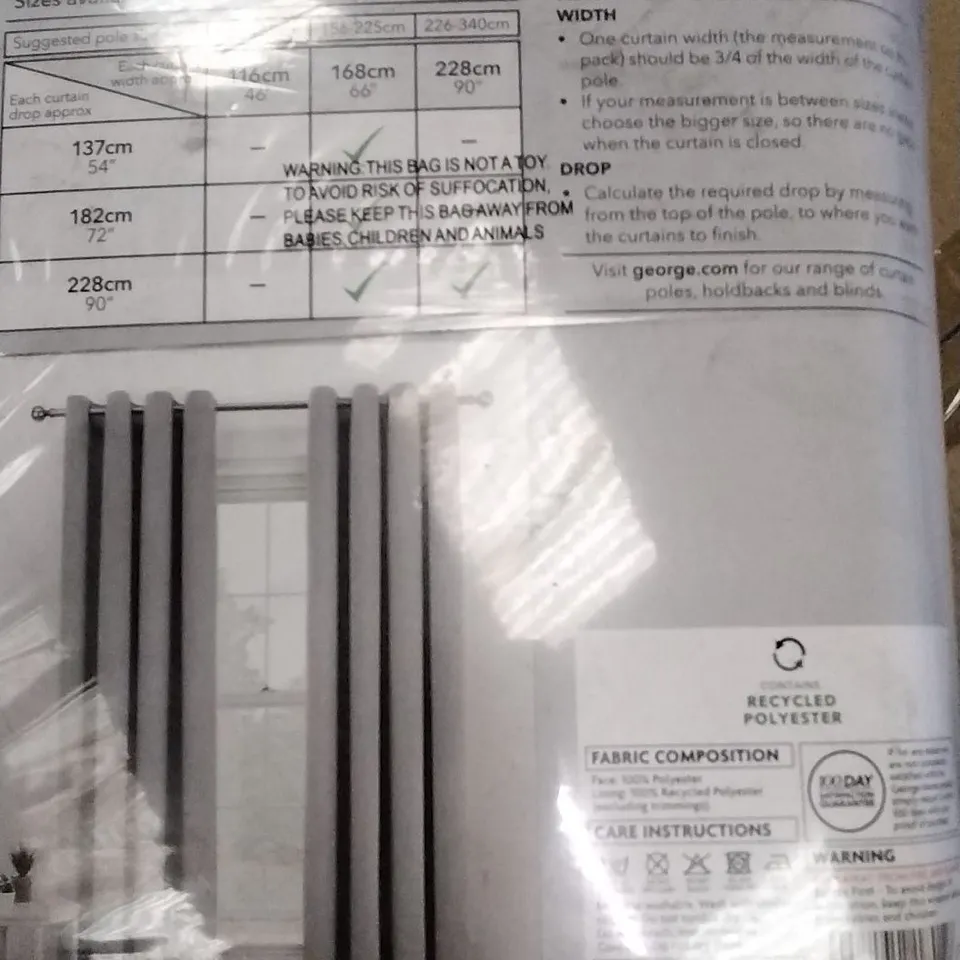 BOX OF 4 BRAND NEW EYELET VELVET CURTAINS GREY 168 X 228CM