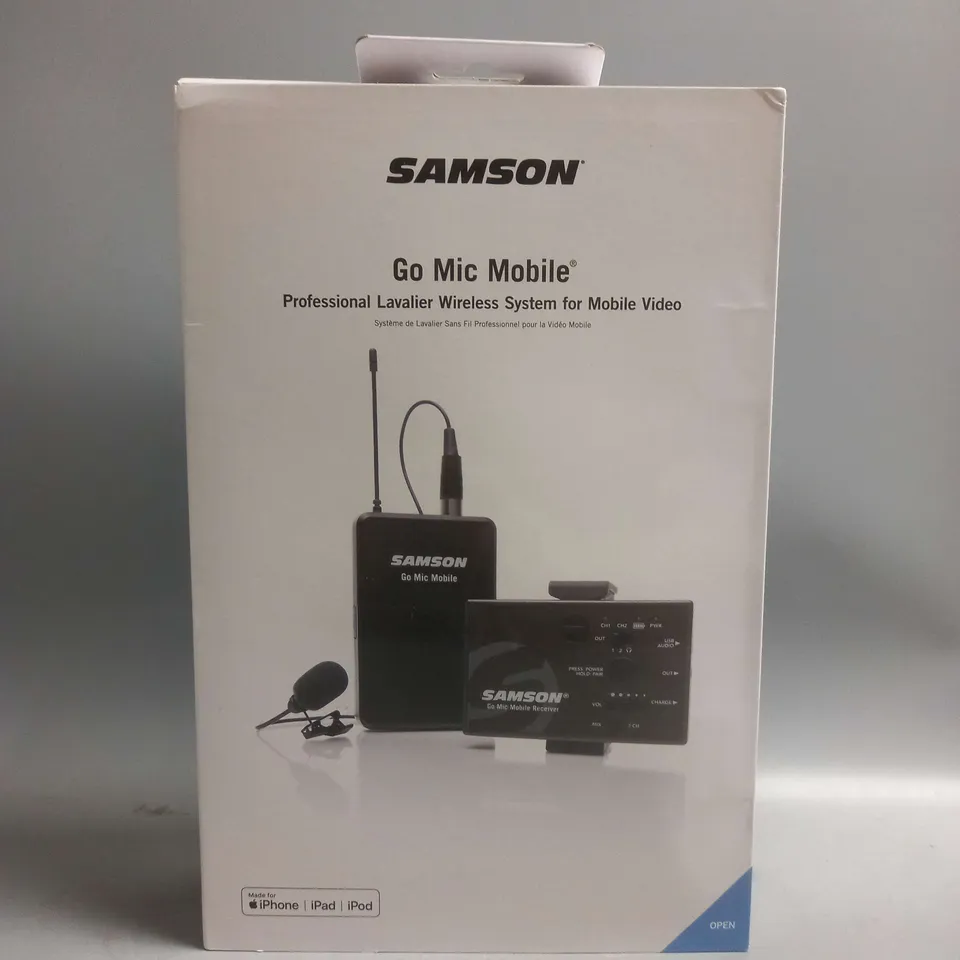 BOXED AND SEALED SAMSON GO MIC MOBILE PROFFESIONAL LAVALIER WIRELESS SYSTEM FOR MOBILE VIDEO MADE FOR IPHONE/IPAD/IPOD