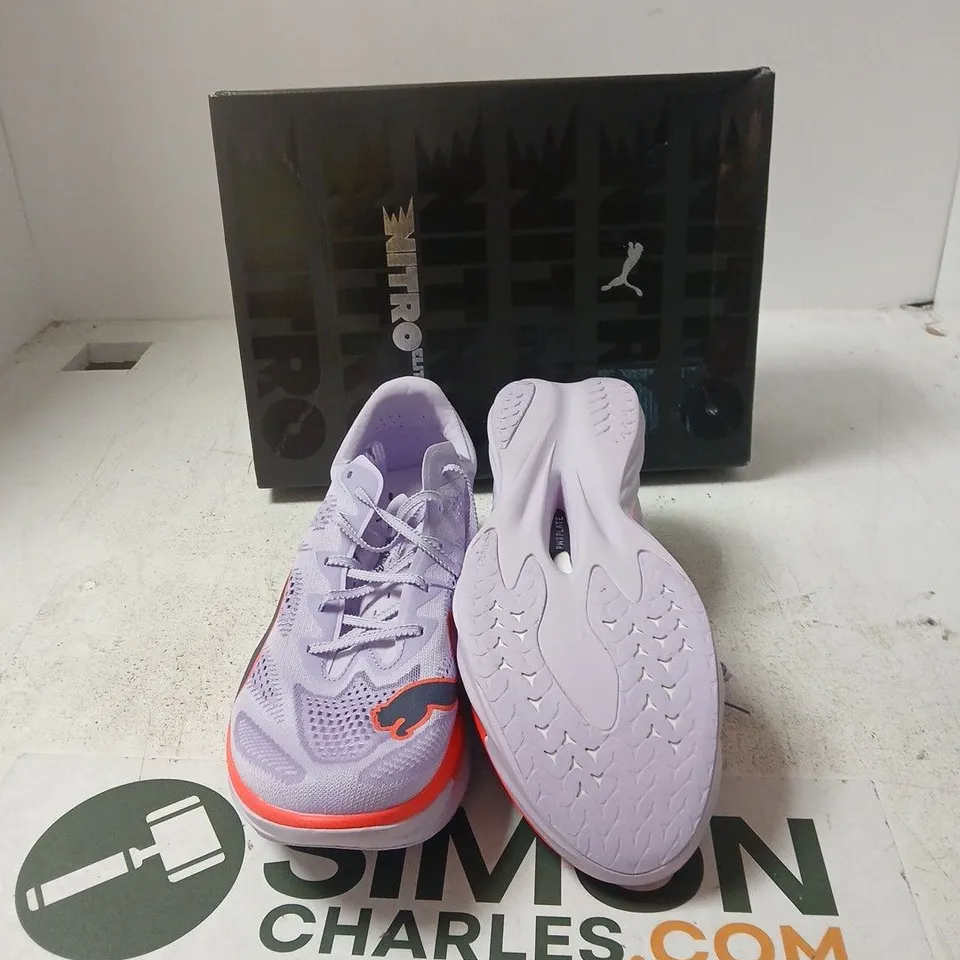 BOXED PUMA DEVIATE NITRO ELITE 4 RUNNING SHOES – LAVENDER/LILAC, UK9 (EU 43)