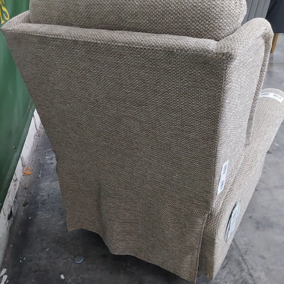 DESIGNER POWER RECLINING WINGED BACK EASY CHAIR BEIGE FABRIC 