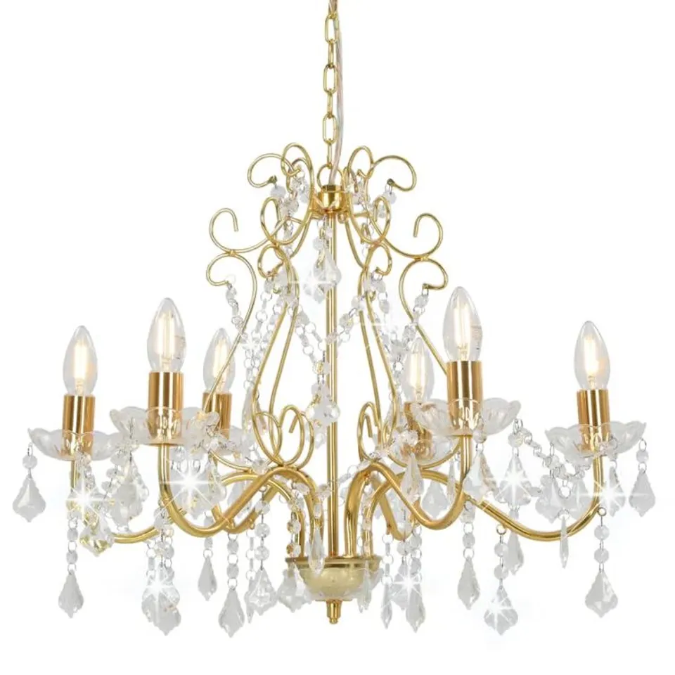 BOXED SUTHERLAND CHANDELIER WITH BEADS GOLDEN ROUND 6 × E14