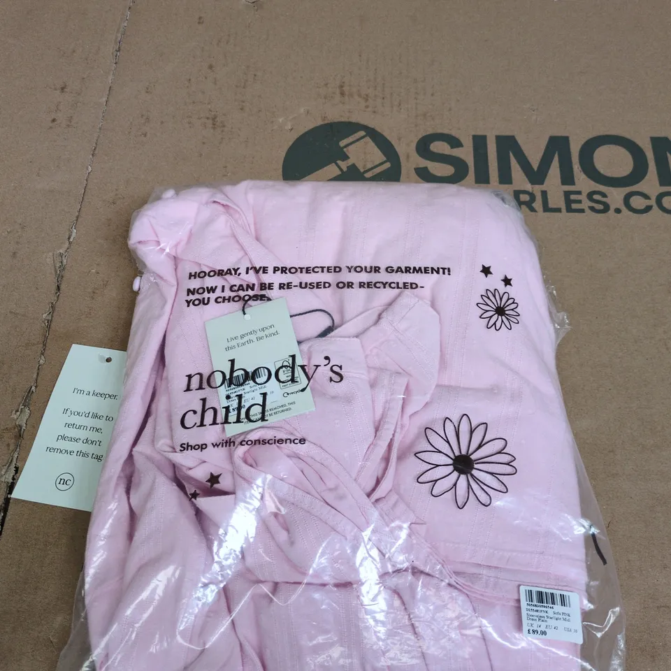 NOBODY'S CHILD SLEEVELESS STARLIGHT MIDI DRESS – PINK, UK 14 (EU 42)