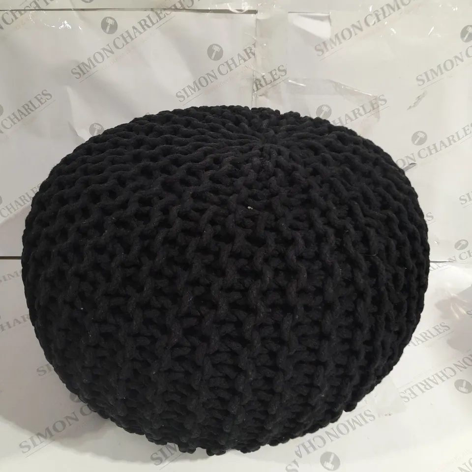 BRAIDED POUFFE CUSHION IN BLACK SIZE 50X50X35CM