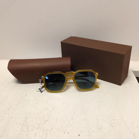 PERSOL POLARISED SUNGLASSES – YELLOW FRAME, BLUE LENSES