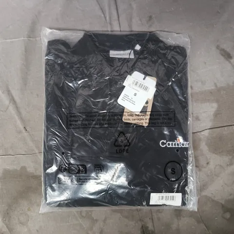 BAGGED CARHARTT LABEL RUGBY POLO SWEATER IN BLACK SIZE SMALL