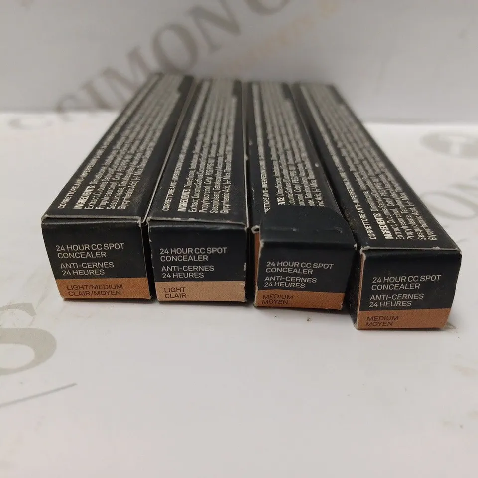 LOT OF 4 ASSORTED SMASHBOX 24 HOUR CC SPOT CONCEALERS - 1 X LIGHT, 1 X LIGHT/MEDIUM, 2 X MEDIUM