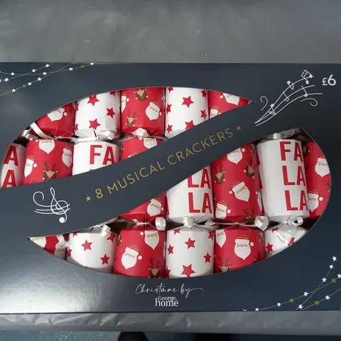 BOXED LOT OF 10 PACKS OF 8 MUSICAL CHRISTMAS CRACKERS BY GEORGE HOME