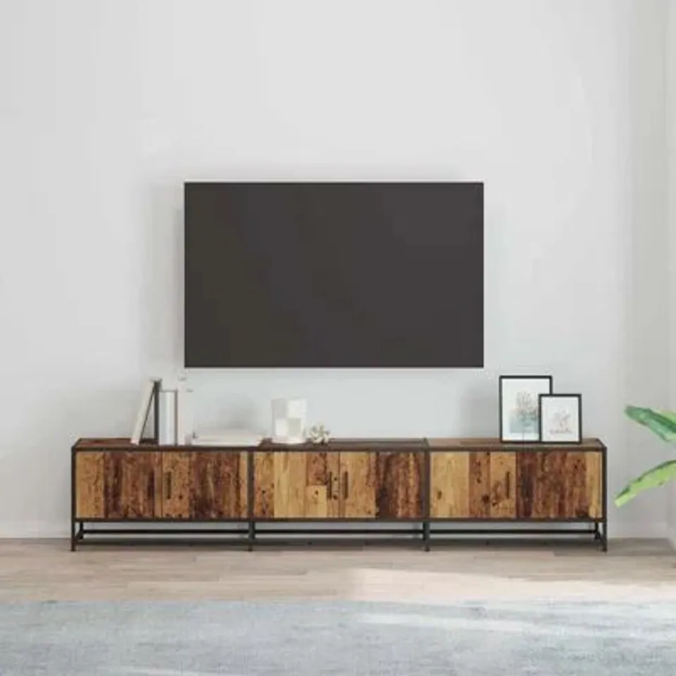 BOXED TV CABINET BLACK OAK 210 × 35 × 31CM ENGINEERED WOOD -2 BOXES-