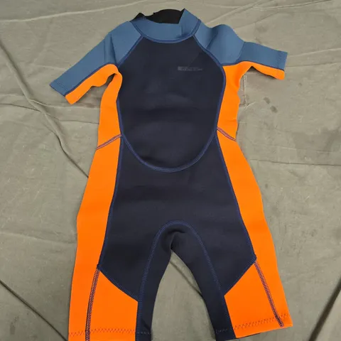 SHORTY KIDS WETSUIT – BRIGHT ORANGE & NAVY, 5-6 YEARS