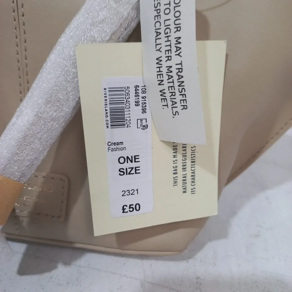 RIVER ISLAND BEIGE LEATHER HANDBAG