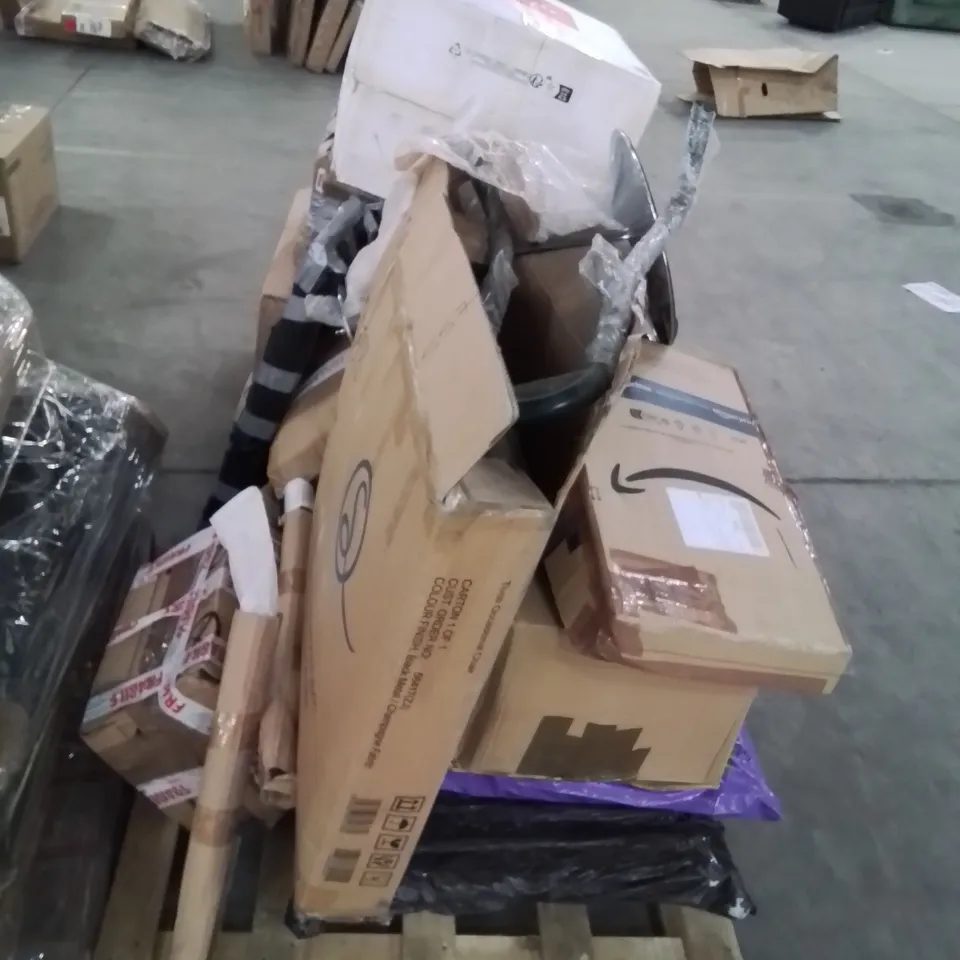 PALLET CONTAINING VARIOUS BOXED FURNITURE PARTS AND OTHER HOUSEHOLD ITEMS ETC.