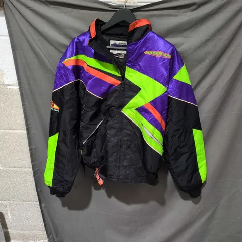 ARCTIC CAT ARCTICWEAR SNOWMOBILE JACKET – PURPLE & NEON GREEN, ZIP-OUT LINER, SIZE M