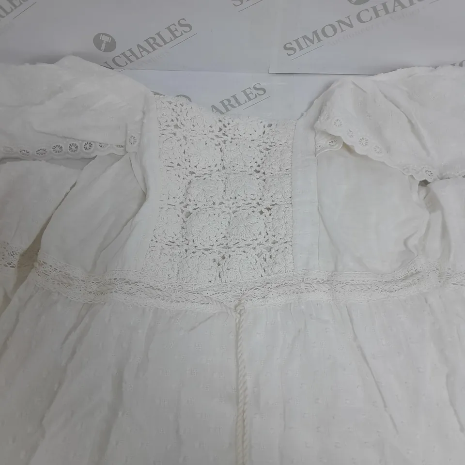 MONSOON CROCHET WHITE DRESS SIZE SMALL