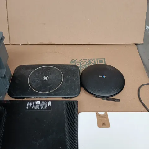 TOTE OF APPROXIMATELY 5 ASSORTED ITEMS INCLUDING BT WIFI ROUTER, VIRGIN MEDIA WIFI ROUTER AND BT WIFI ROUTER