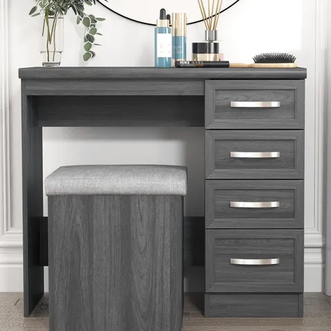 BOXED CAMBERLEY WHITE DRESSING TABLE AND STOOL (1 BOX)