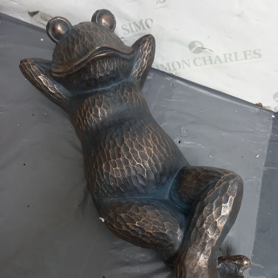 GAZING FROG BRONZE STYLE SCULPTURE 