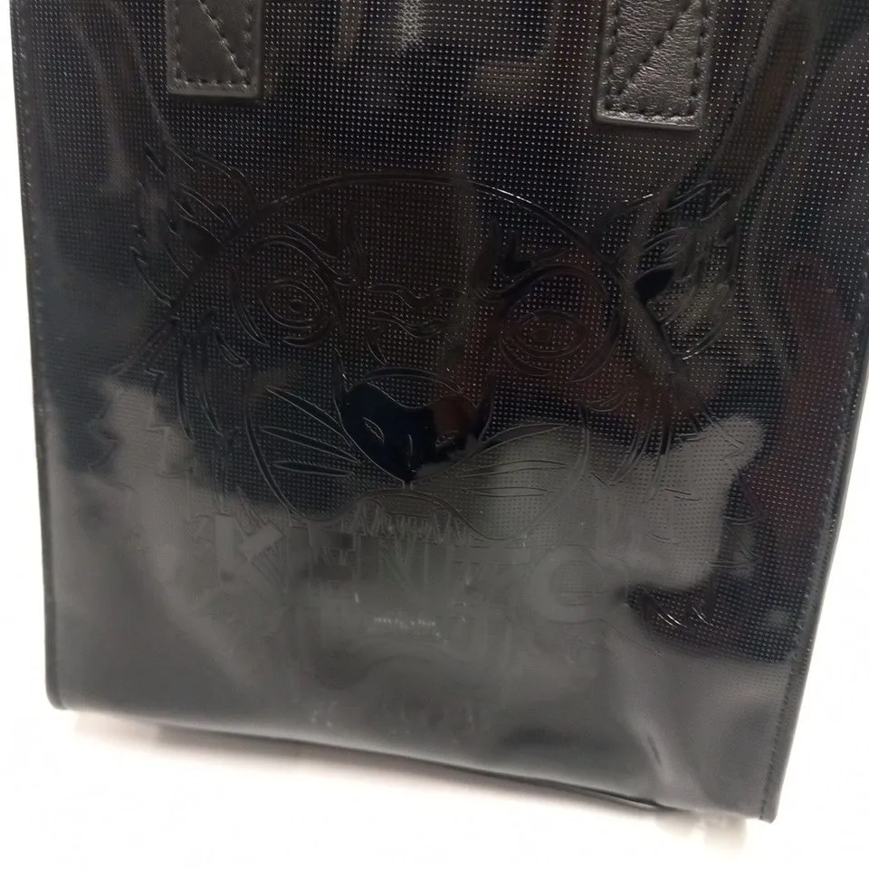 KENZO PARIS TIGER BLACK PATENT LEATHER SHOPPING BAG
