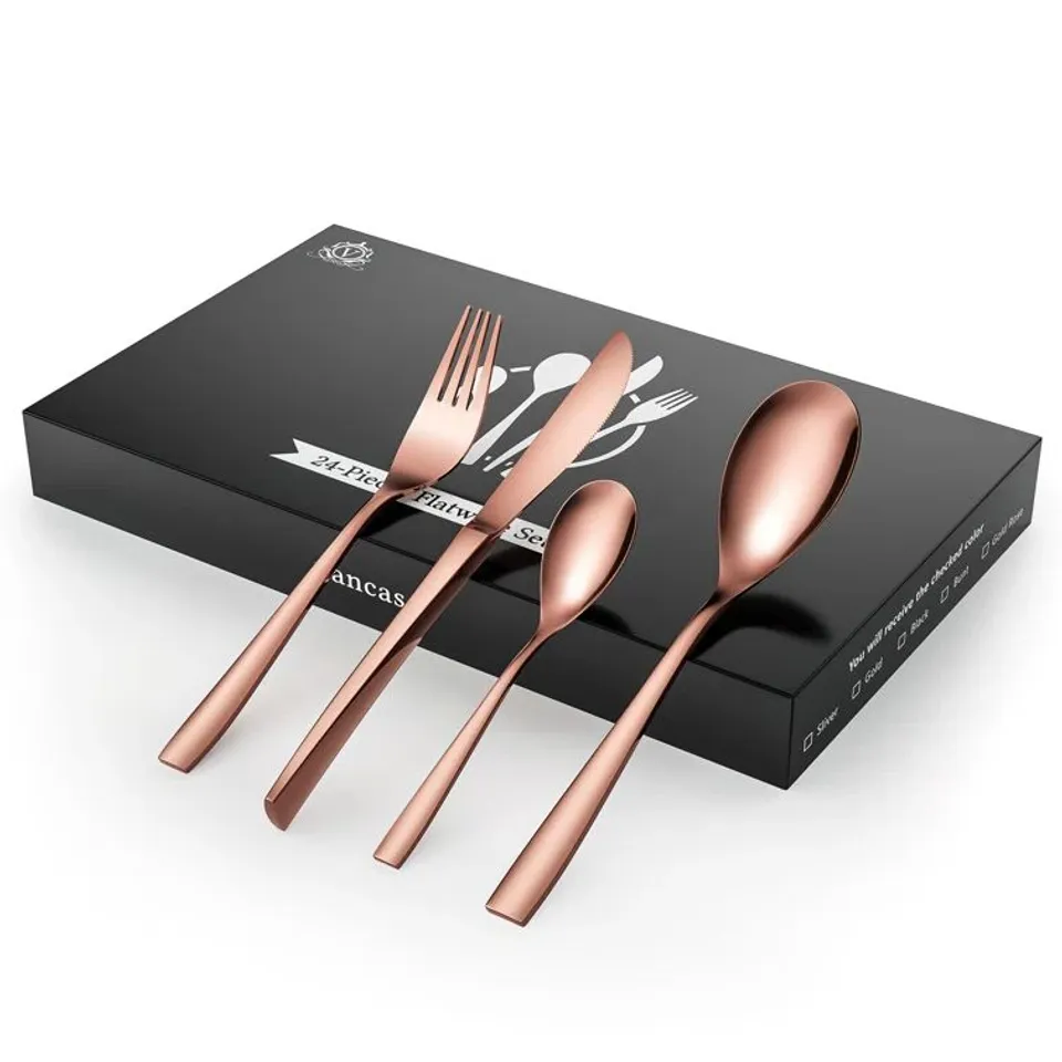 BOXED VANCASSO 24 PIECE STAINLESS CUTLERY SET