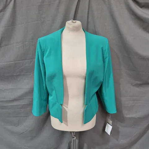 MICHAELA LOUISA TEAL SATIN JACKET / BLAZER – STYLE 8812 – UK 14 / USA 10