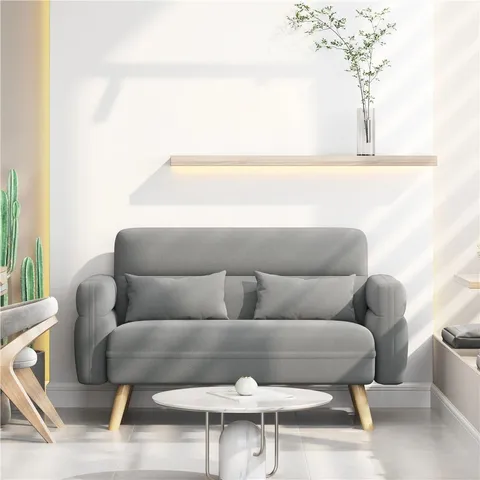 BOXED YAHEETECH SMALL 2 SEATER SOFA UPHOLSTERED LOVESEAT - LIGHT GREY (1 BOX)