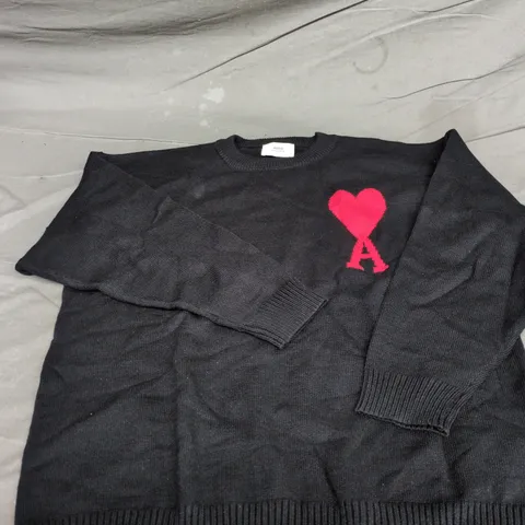 AMI CREW NECK SWEATER IN BLACK SIZE XL
