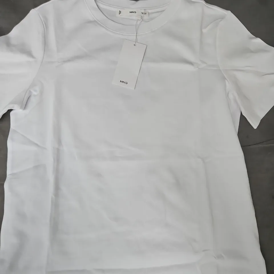 MANGO 208 WOMEN'S SHORT SLEEVE T-SHIRT IN WHITE SIZE SMALL