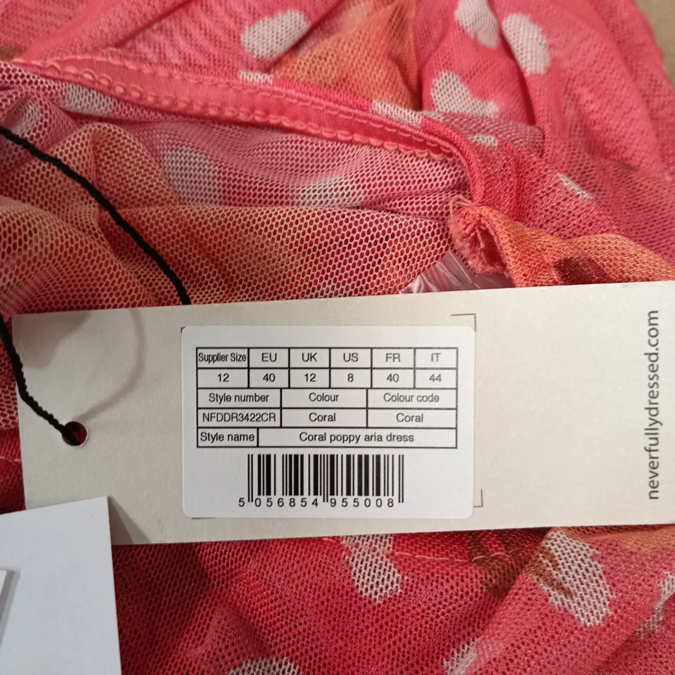 NEVER FULLY DRESSED CORAL POPPY ARIA DRESS – UK 12 (EU 40 / US 8)