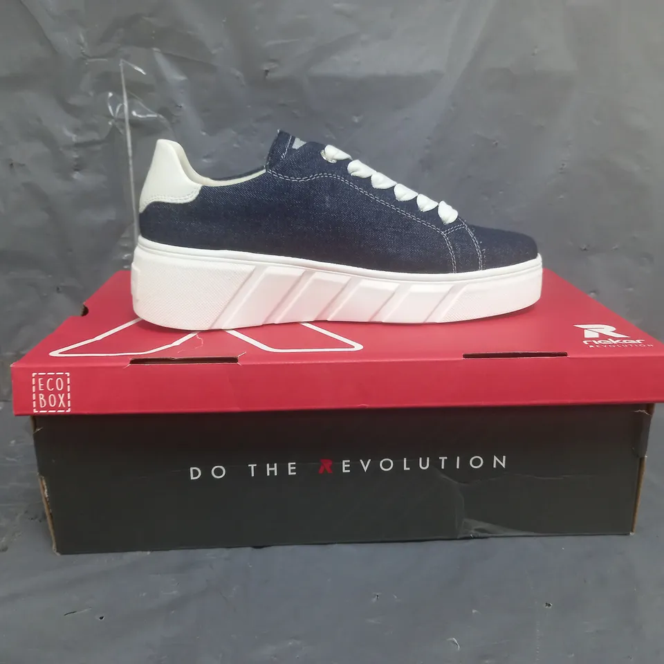 RIEKER CHUNKY PLATFORM TRAINERS DENIM BLUE SIZE 4 