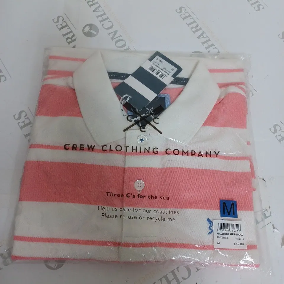 CREW CLOTHING COMPANY MILLBROOK STRIPE POLO SIZE M
